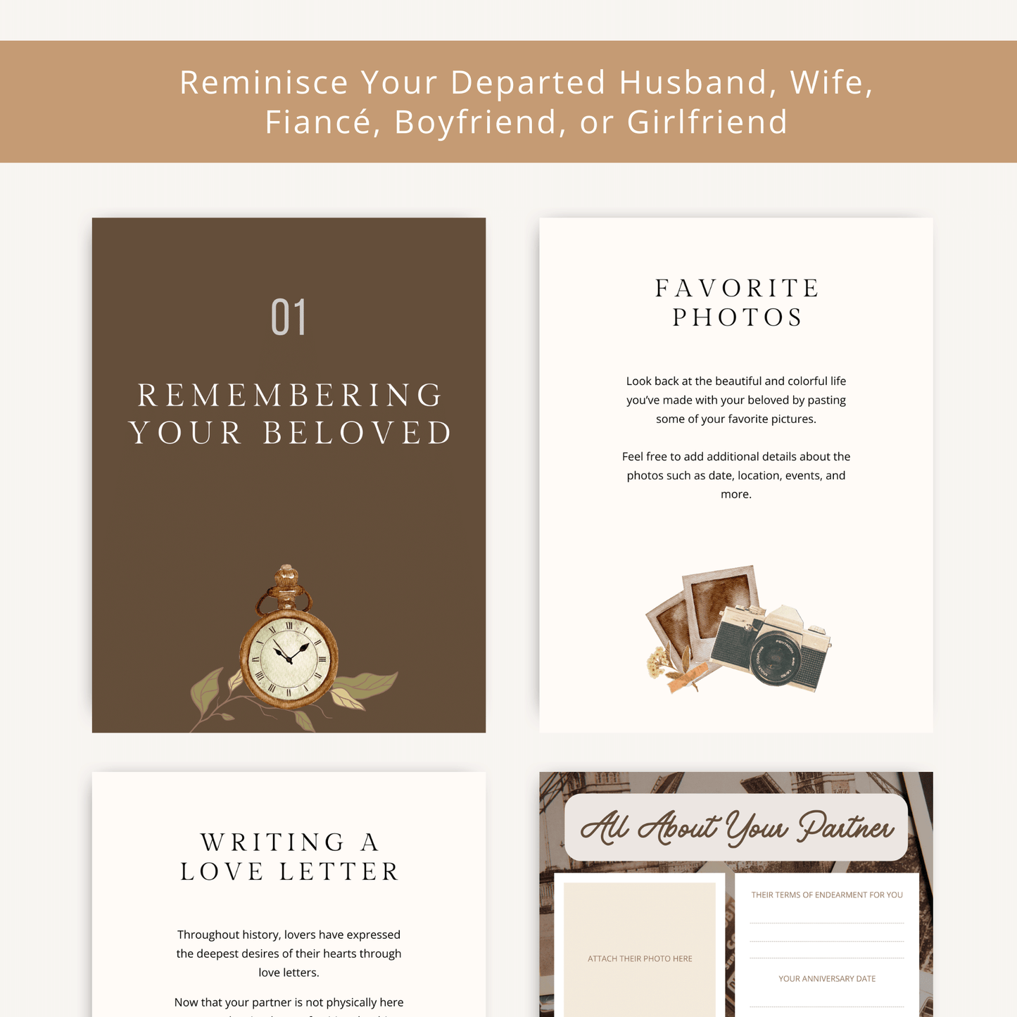 Printable Spouse / Partner Loss Journaling Bundle Toolkit