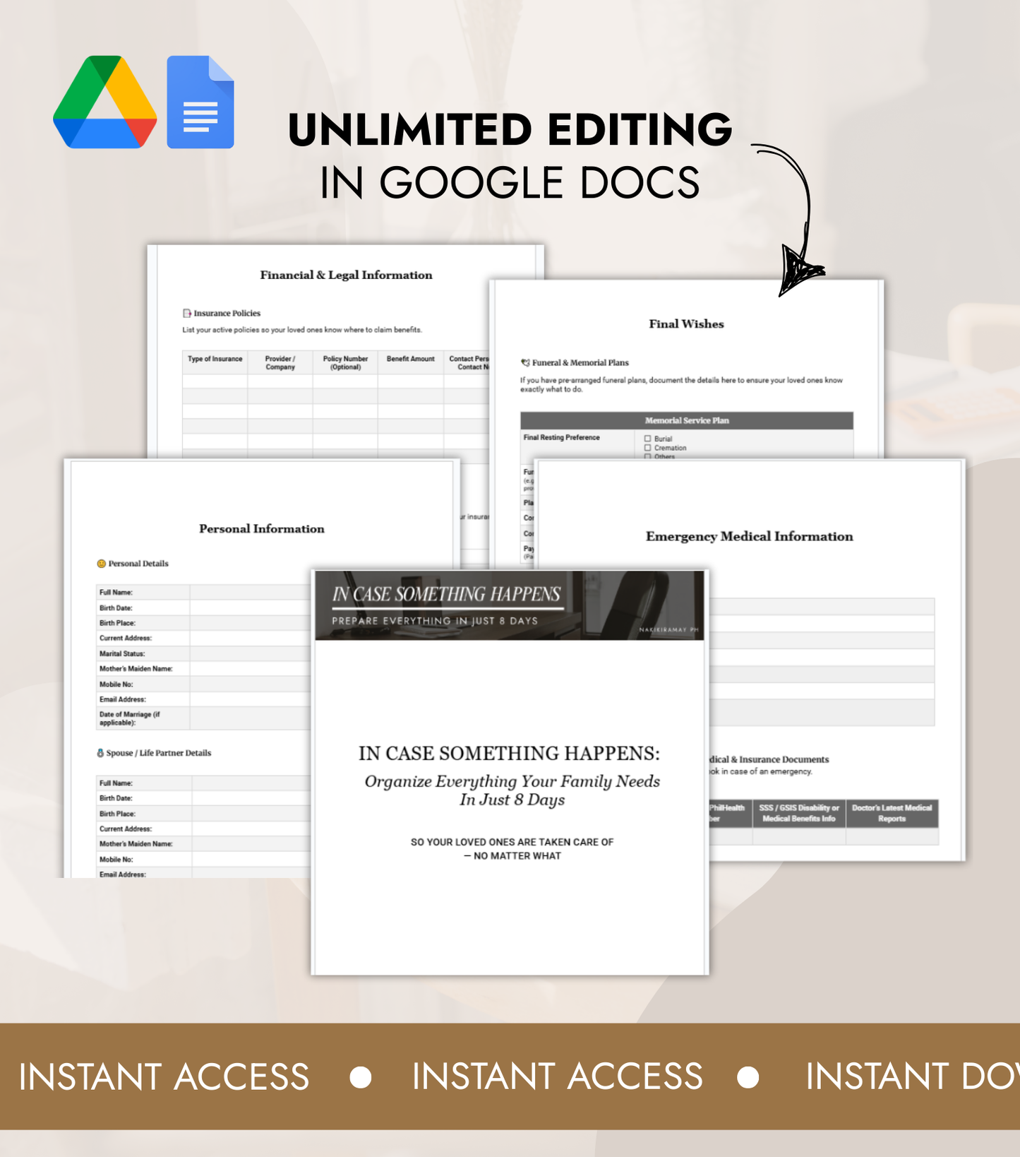 In Case Something Happens Workbook: Organize Everything Your Family Needs in Just 8 Days [DIGITAL PRODUCT]